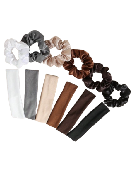 Headband and Hair Ties - MultiColour - Set of 12