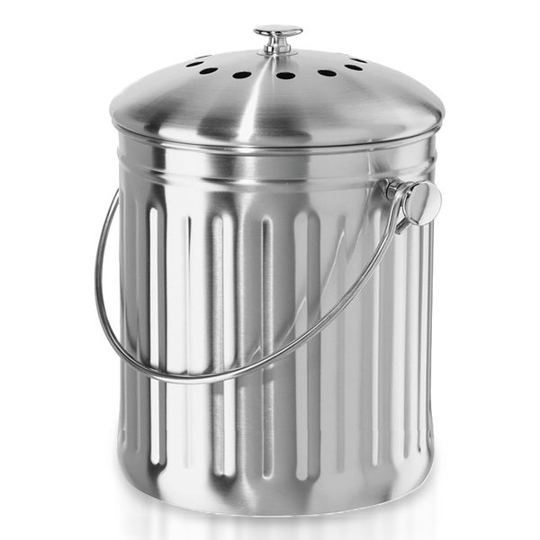 Compost Trash Bin 7L Odorless Deodorize Charcoal Filter Lid-Kitchen Bucket