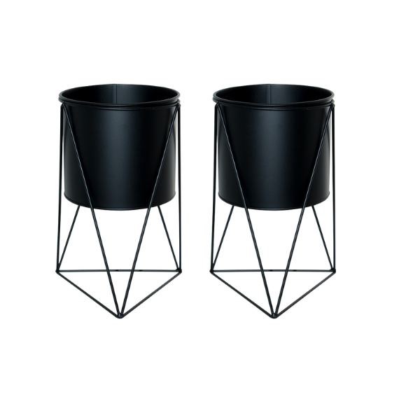 Set of 2 Triangle Pot Plant Holders Black 31cm Buy Online in