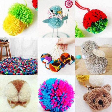 4 Size Pom Pom Maker Set - Yarn Fluff Ball Weaver with Scissors