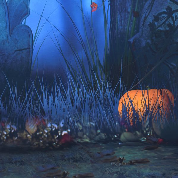 Andoer Halloween Pumpkin Graveyard Bat Backdrop compatible with Studio