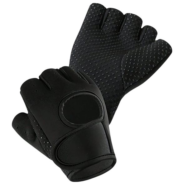 Fitness Gloves - All Black Half-Finger Training Gloves with Wrist Wraps