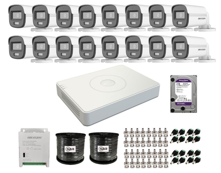 Hikvision 16CH ColorVu Smart Hybrid Light Kit - 2TB - New SBR Bundle