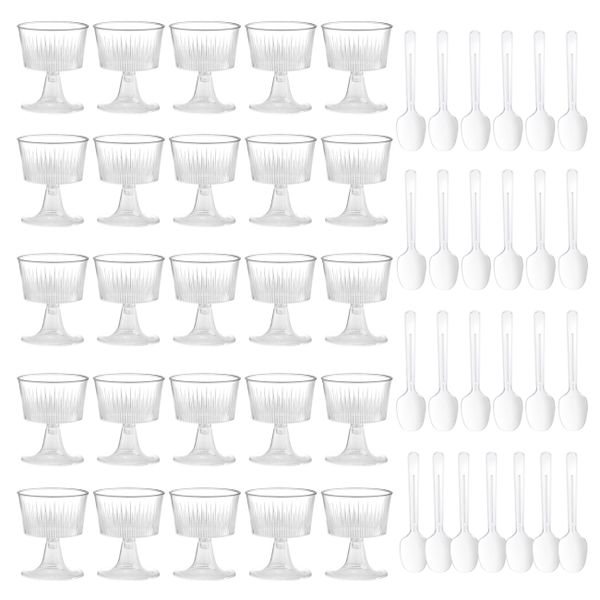 50 Pieces Disposable Mousse Cups, Dessert Cake Pudding High Footed Cups