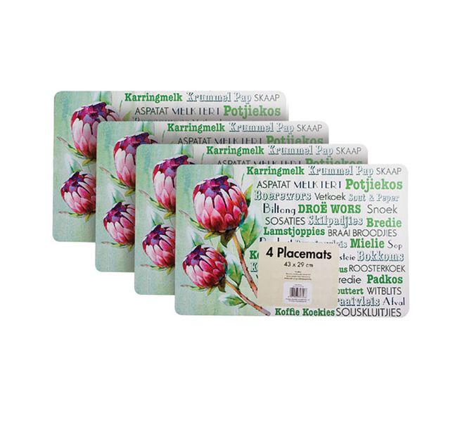 Protea Afrikaans - Plastic Place Mats - 4 Pack