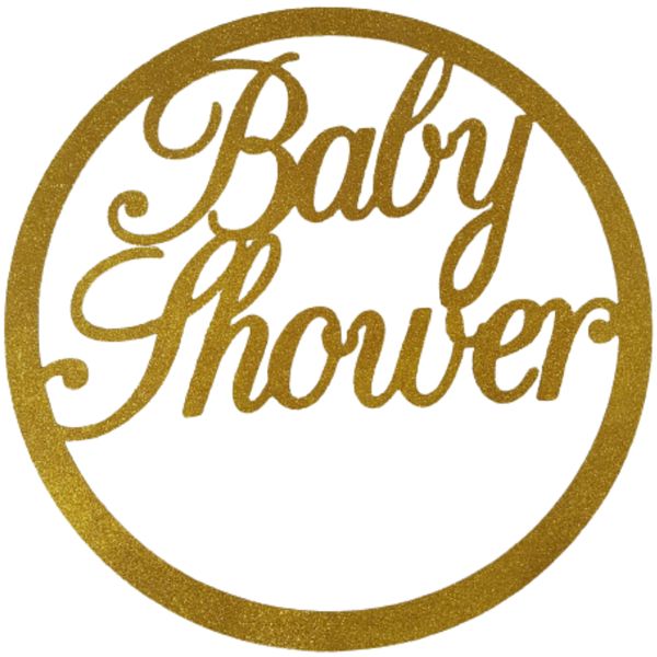 Baby Shower Glitter Round Wooden Sign 74cm