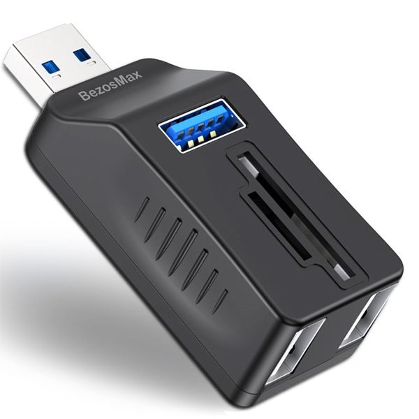 BezosMax 5-Port USB 3.0 Hub with SD TF Card Reader, USB Extender Adapter