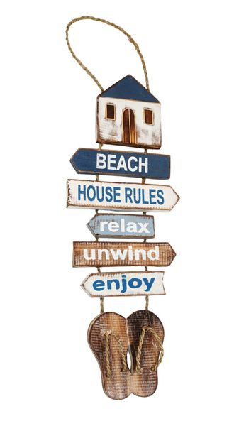 Beach House Rules Hanging Sign - 45cm