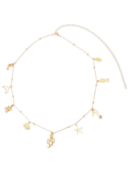 Ocean Themed Women`s Yellow Gold Waist Chain
