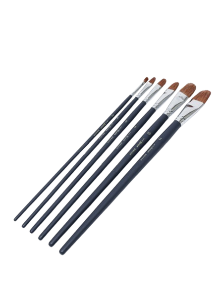Artistic Paint Tongue Shaped Brushes - Navy Wooden Handle