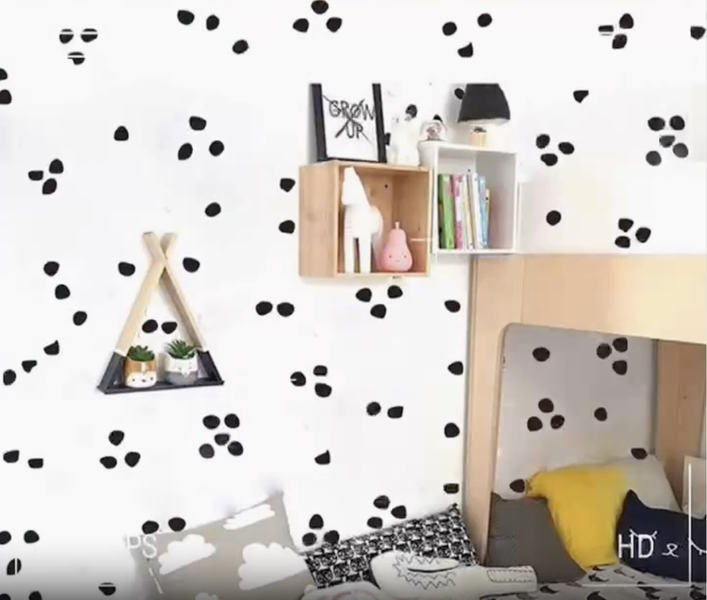 Black Irregular Polka Dots - Wall Sticker / Art / Paper - Self Adhesive