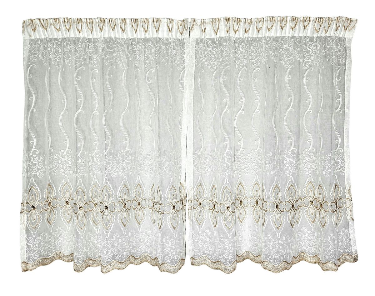 Voil Centre 2,5m(2x1,25m) Kitchen/Bathroom Curtain Embroidered 2239 ...