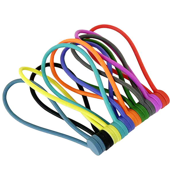 Reusable Silicone Magnetic Cable Ties(Pack of 10) - V2(stronger magnet)