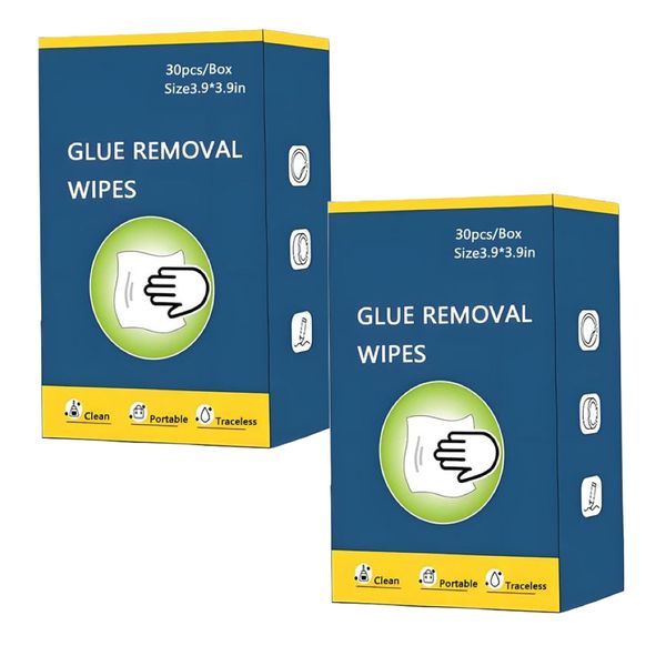 Tool Strong Adhesive/Glue Removal Wet Cleaning Wipes (30pc) Set of 2 - 10cm