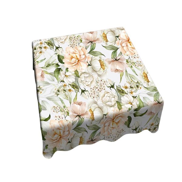 Painted Peach Penonies Square Tablecloth by Mark van Vuuren
