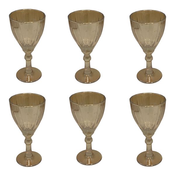 Wine Goblet 6 Piece 270ml Diamante Gold