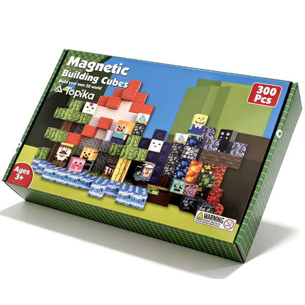 Topika 300 Piece Magnetic Blocks for Kids,Portal Theme Magnetic Cubes