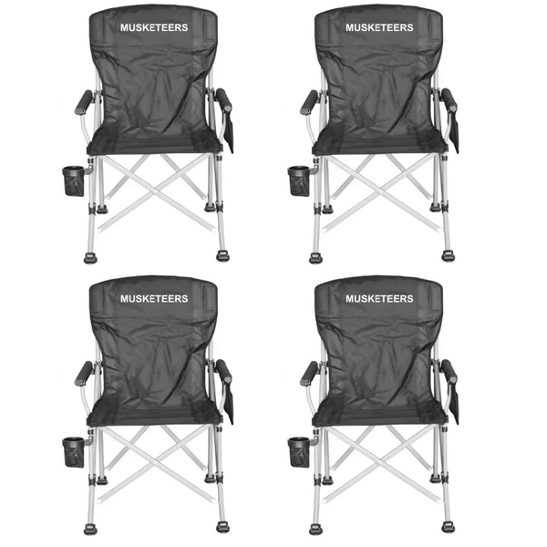 MUSKETEERS Folding Camping Chair Pack of 4 - Heavy Duty Outdoor Chair