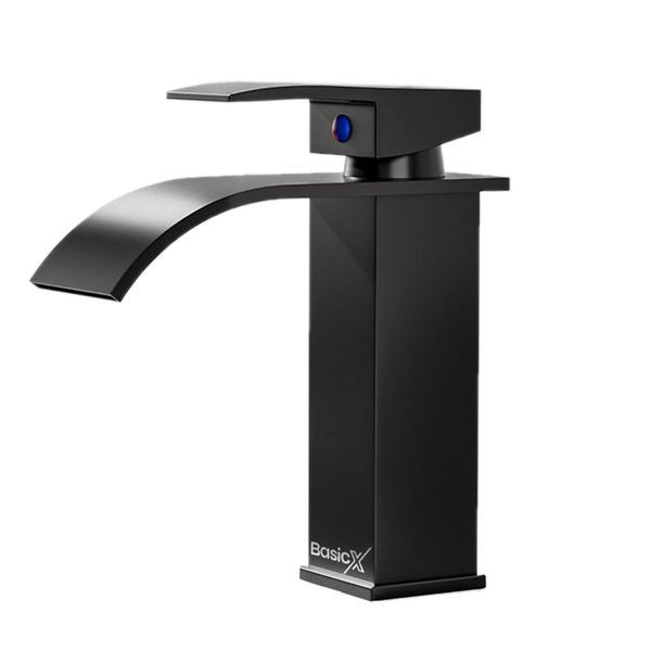 BasicX Waterfall Wash Basin Faucet Stainless Steel Mixer Tap | Low Black