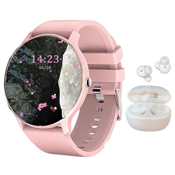 Everyday Smartwatch for Women 1.28" AMOLED with Auto-Pair Bluetooth Earbuds
