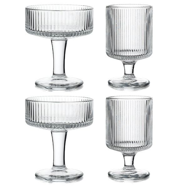 CLKN Homeware Ribbed Glass Dessert- 4 Set