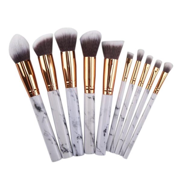 Larry's 10 Piece Marble Make Up Brush Set