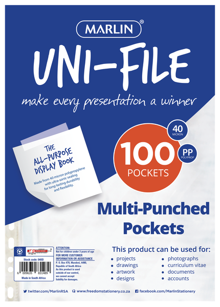 Marlin Multipunch Plastic Pockets - 100's