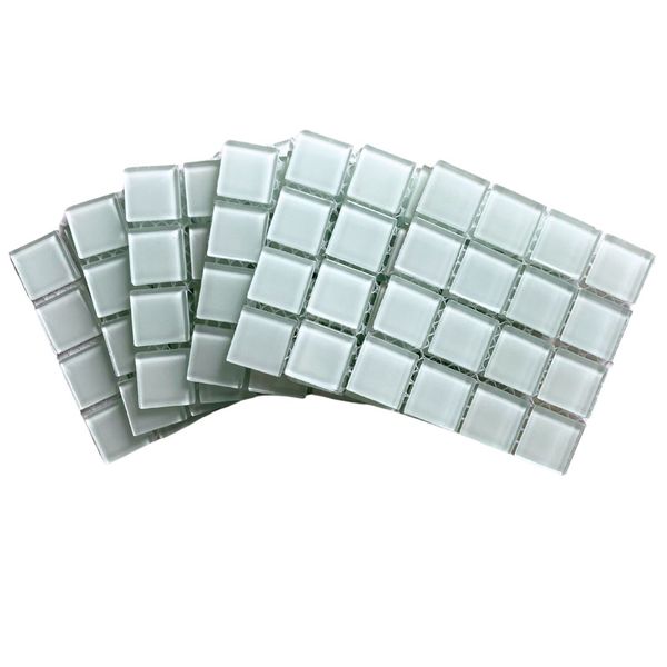 Mosaic Tiles White Glass 23x23mm (small tiles for crafting)