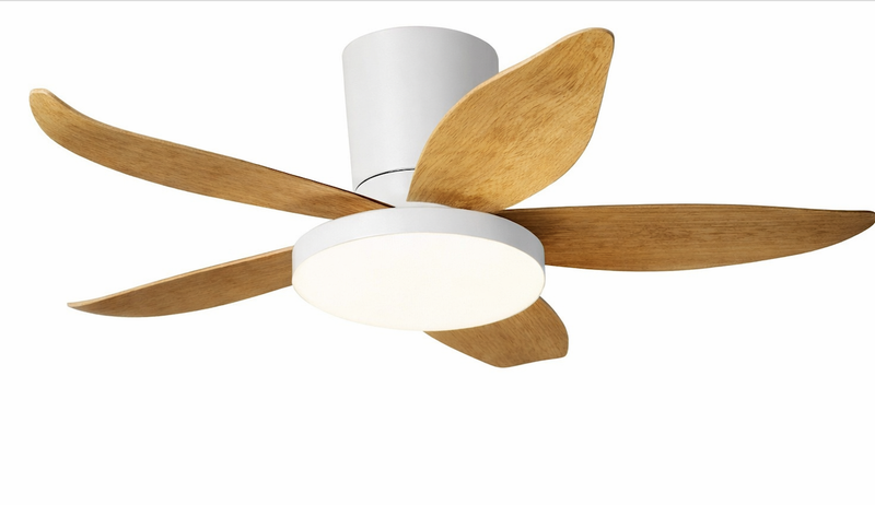95cm White and Wood Ceiling Fan With Remote Control