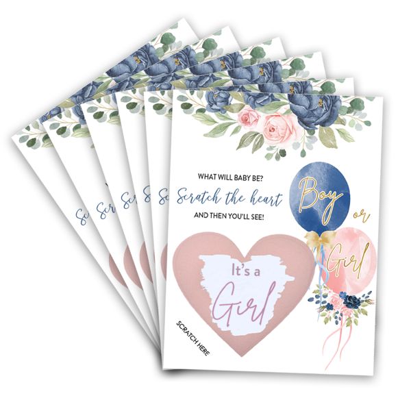 It's A Girl Baby Shower Gender Reveal Scratch Cards - Pack of 10