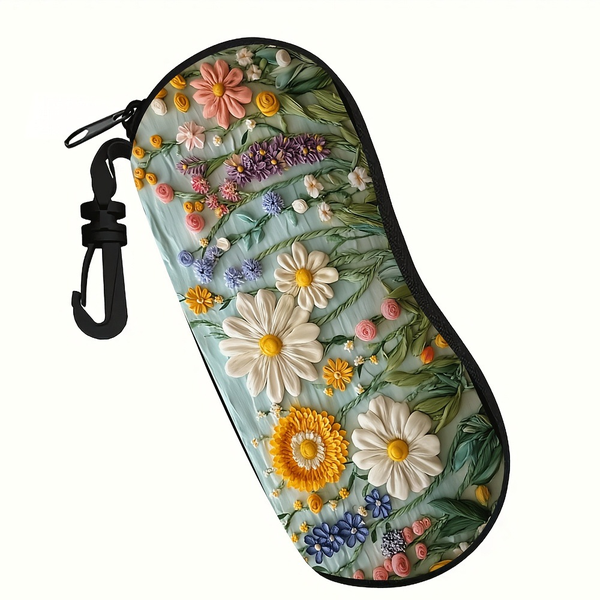 3D Floral Print Eyeglass Case