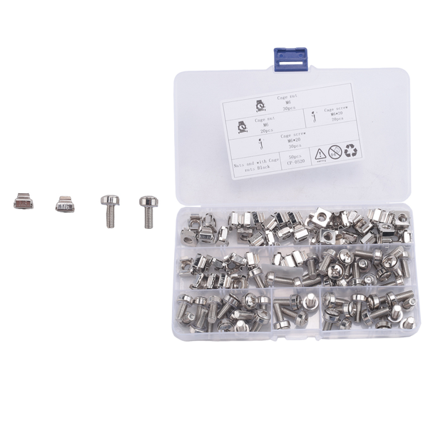 50 Sets M6 Square Hole Cage Nuts&amp;Mounting Screws Washers(M6 X 20Mm)
