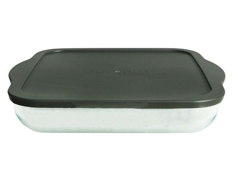 Borcam Glass Oven Tray with Grey Silicone Lid 2000ml