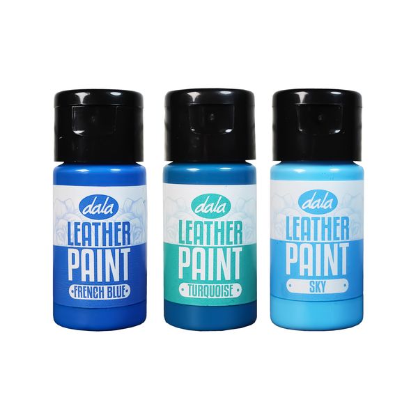 Dala Leather Paint Set 25ml French Blue, Turquoise, Sky - 3 Pack
