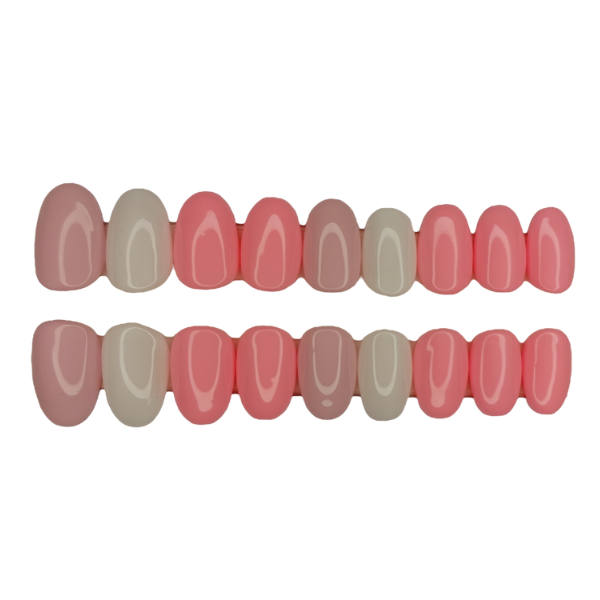 Luxury Press On Nails - Short Oval Pink Set - 20 Piece