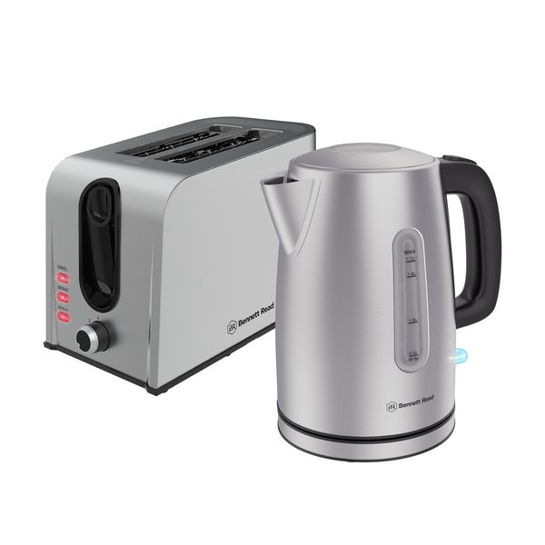 Bennett ReadSatin Silk 1.7L Kettle &amp; 2 Slice Toaster Breakfast Pack