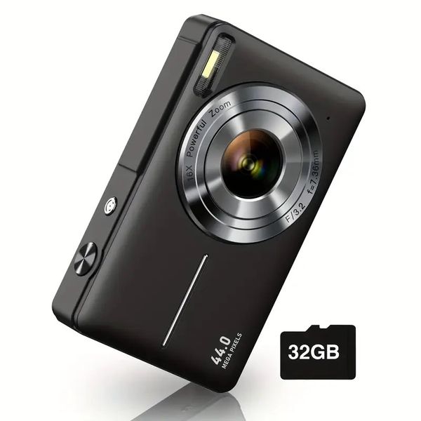 44MP Compact Digital Camera with 16× Zoom and 32GB Memory Card