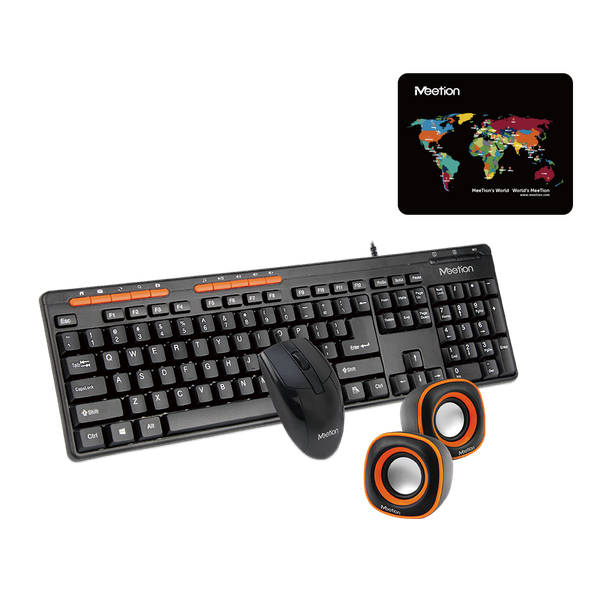 Meetion 3 in 1 Office Combo, USB Keyboard, Mouse and Speakers