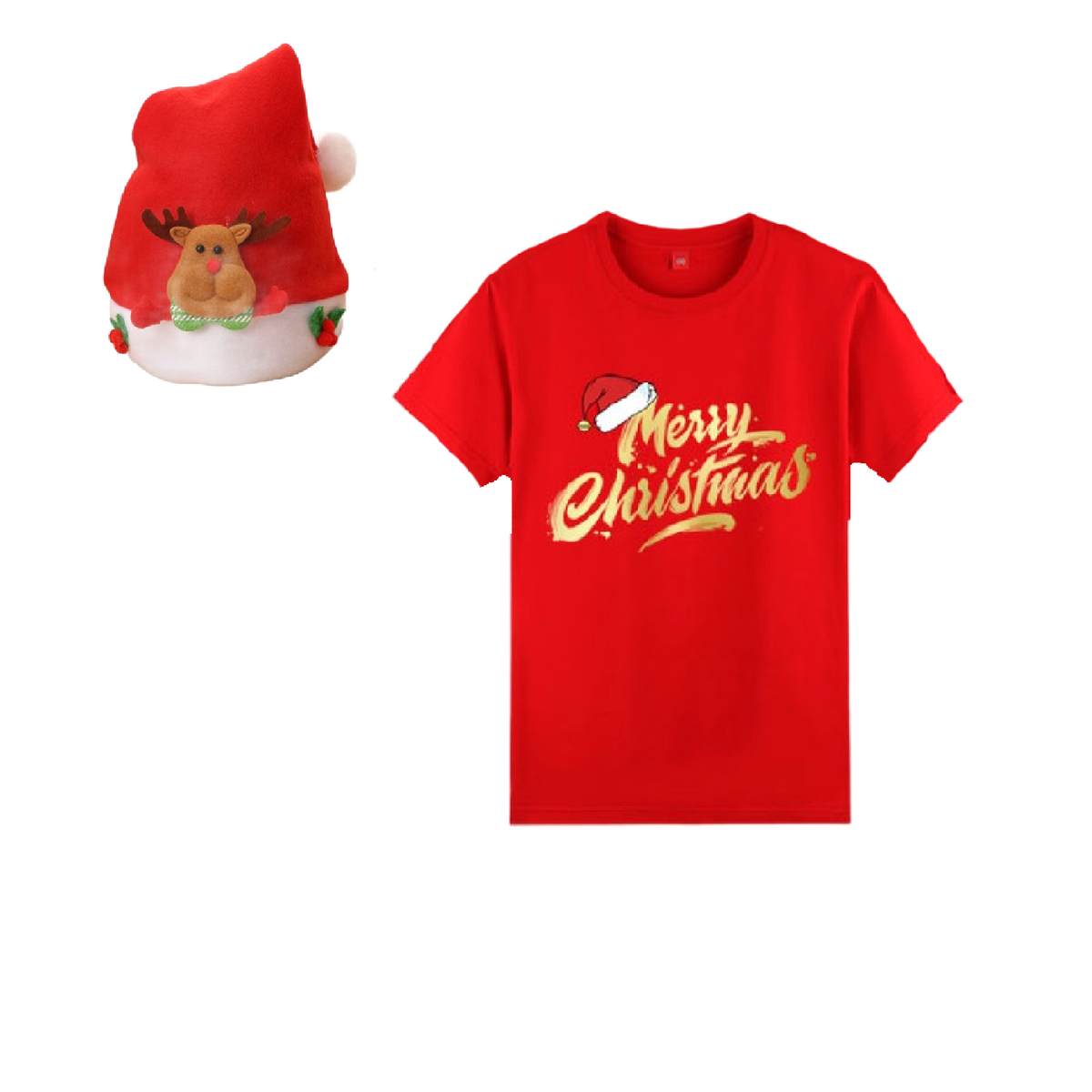 Christmas family matching t shirts with christmas hat kids unisex