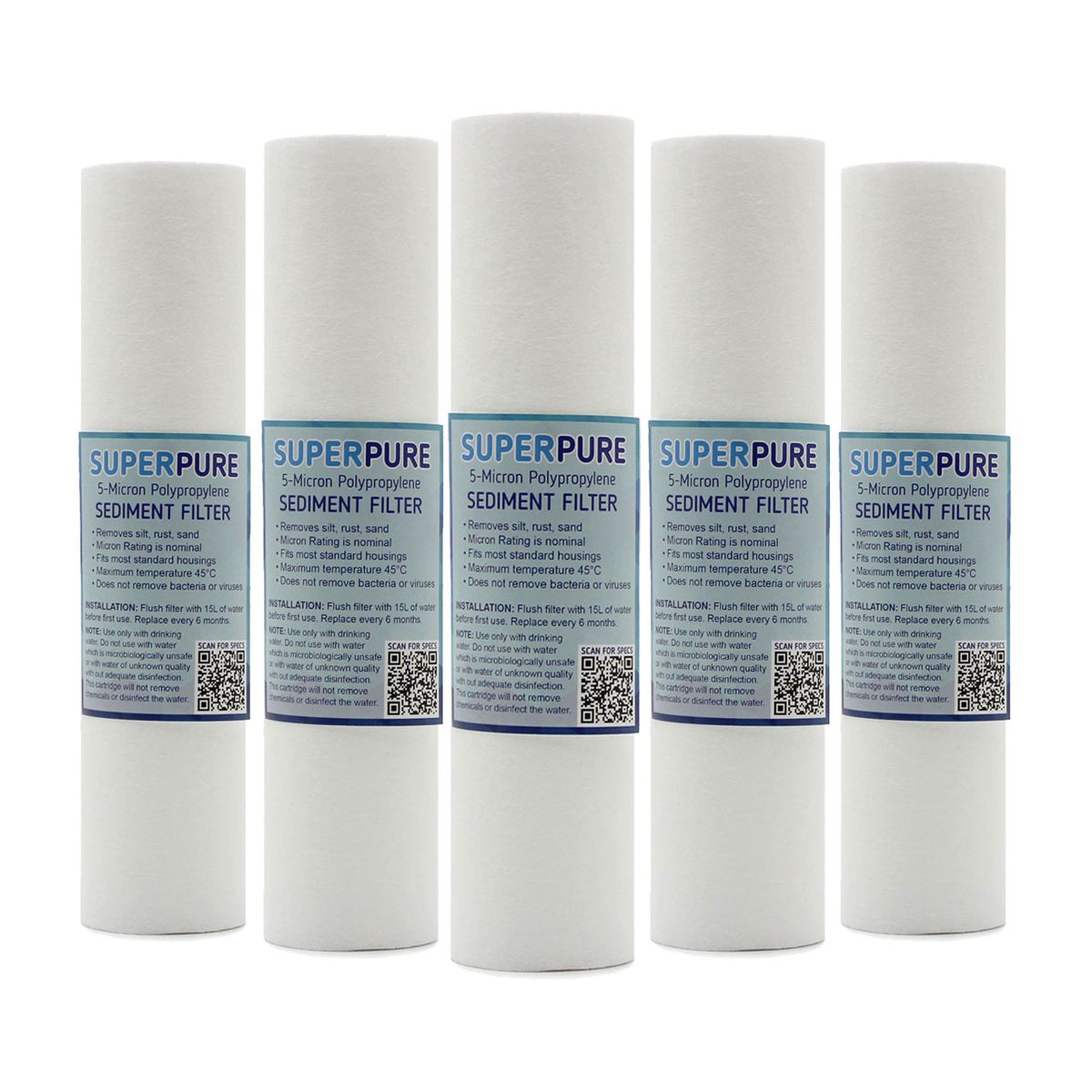 SUPERPURE 10 inch Sediment Water Filter Replacement Cartridge (5-Pack ...