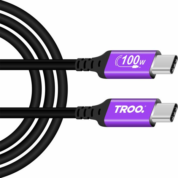 TROO Certified 100W Ultra Fast Charge Type-C Silicone Water-Resistant Cable
