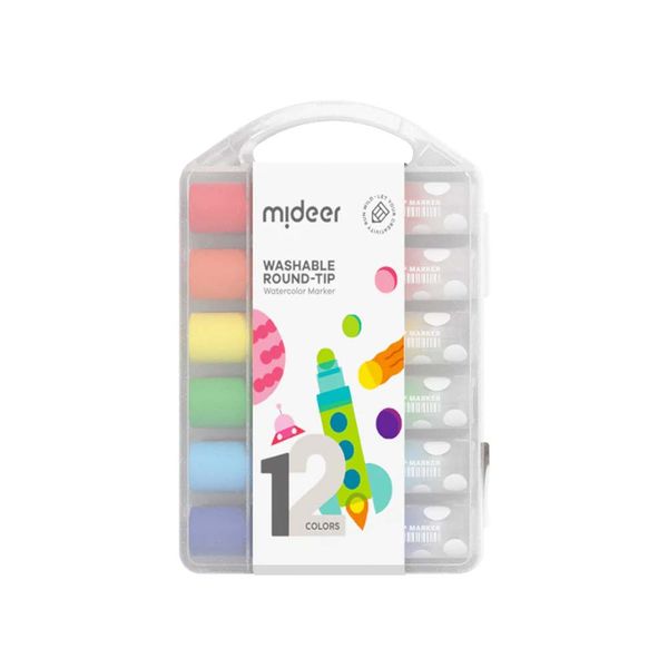 Mideer Round Tip Washable Markers: 12 Colours