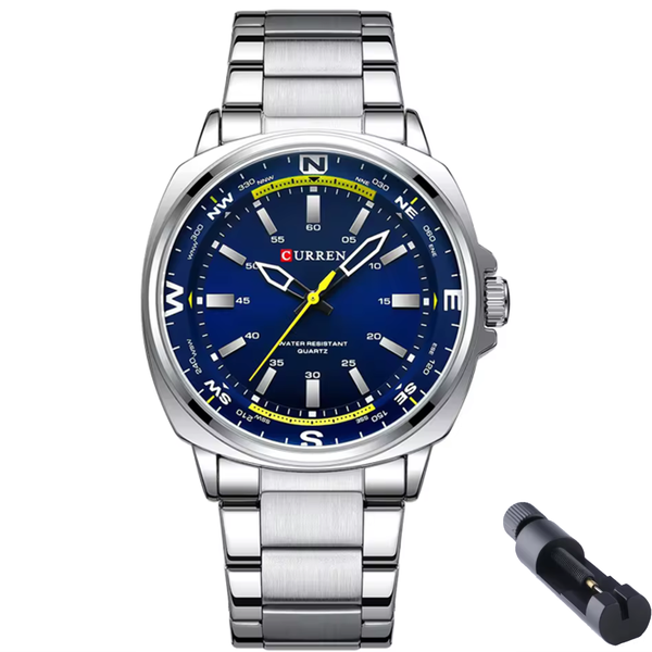Curren - Men's Stainless Steel Leisure Watch - Silver Blue