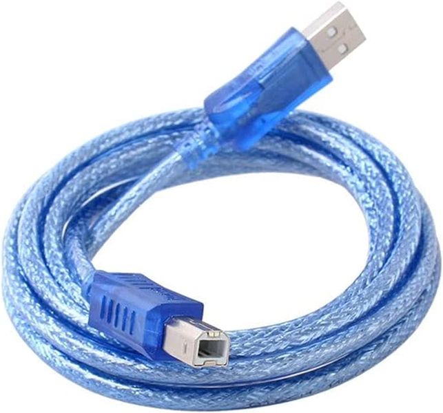 3D Printer Transparent Blue USB 2.0 Type A Plug for Printer Cable 1.5MT GP