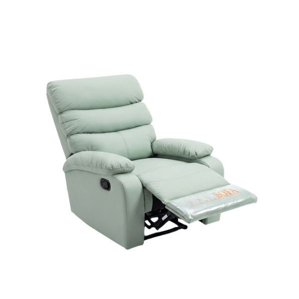 Light Green Leatherette Manual Recliner Chair with Segmented Backrest-801
