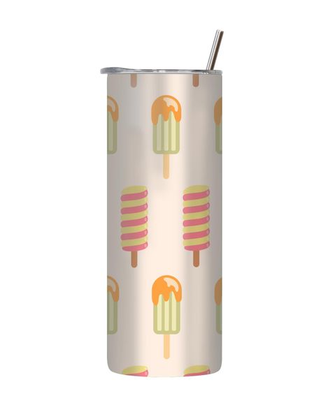 Orange 20 Oz Tumbler with Lid and Straw Trendy Ice Cream Graphic Gift 218