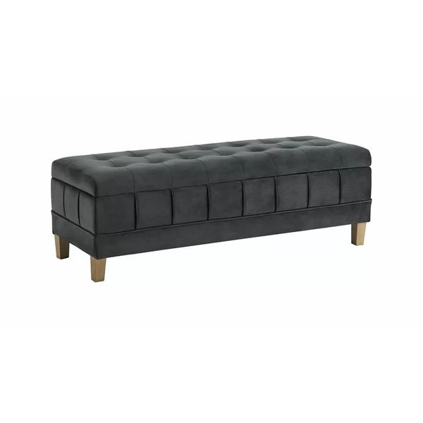 Gloria Upholstered Storage Ottoman In Black Velv image