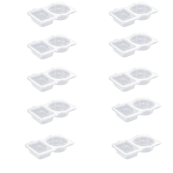 Condiment, Dip Container with Lid, Double Compartment Plastic Container