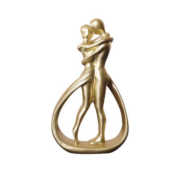 Decor Couple Art Sculpture Exquisite Artistic Romantic Kiss Ornament - 13cm