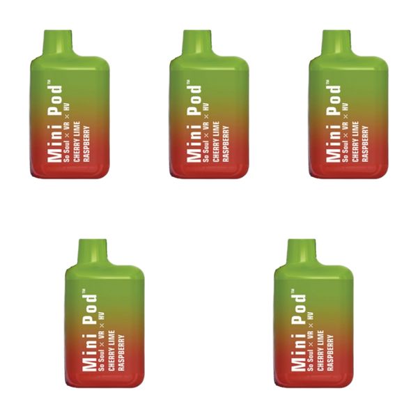 Mini Pod 1000 Puffs Disposable Vape - Cherry Lime Raspberry (Pack of 5)